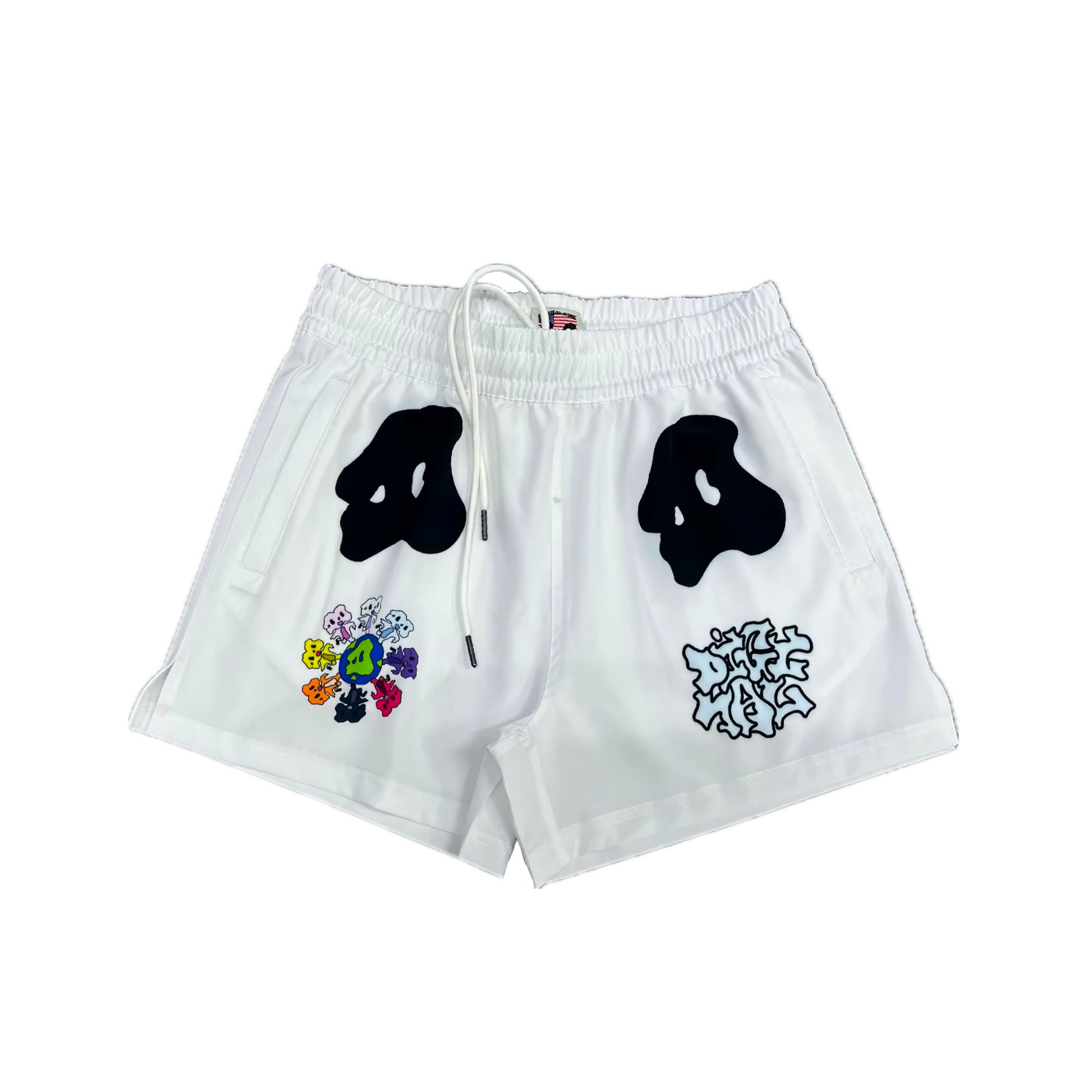 digital world swim shorts white